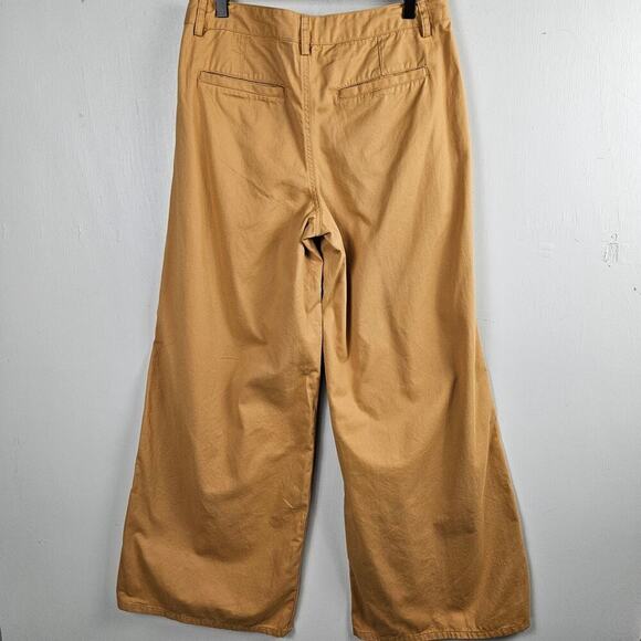 Urban Outfitters Wide Leg Pleated Trousers 6 Mustard Yellow Drawstring Waist - Picture 6 of 10